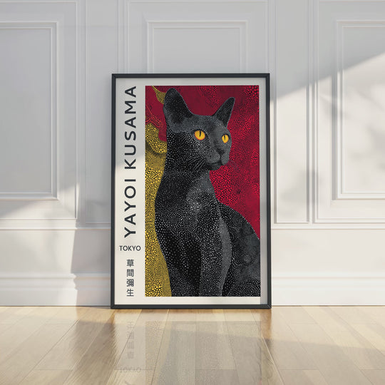Yayoi Kusama Black Cat Portrait