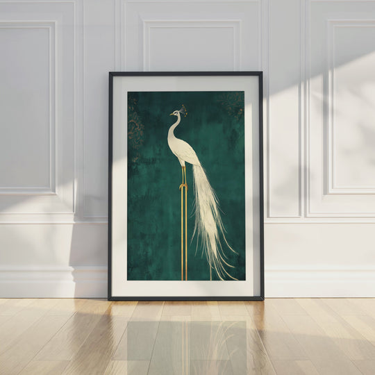 White Peacock on Gold Pedestal