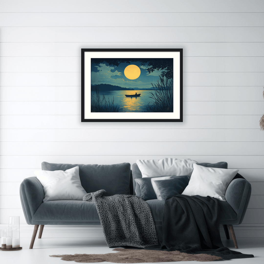 Japanese Moonlight Lake Print