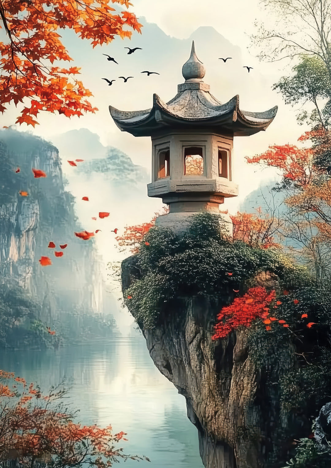 Autumn Japanese Temple Art