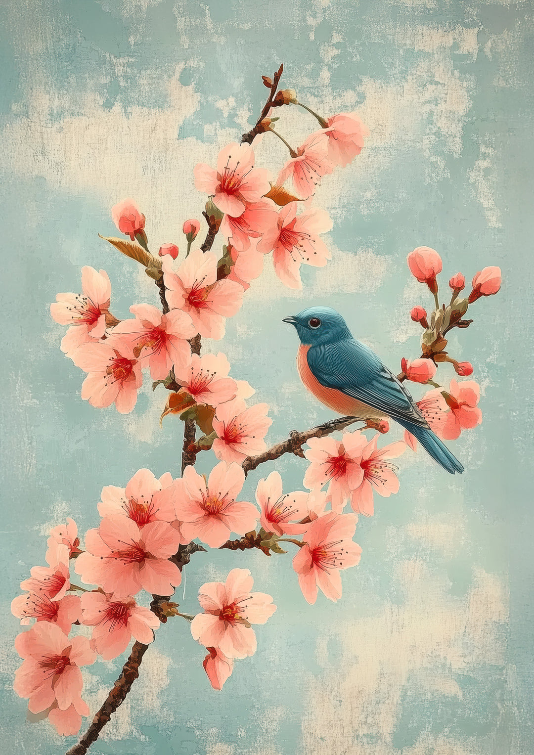 Cherry Blossom Bird Print