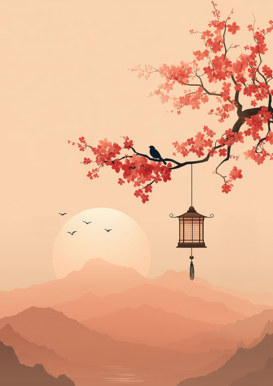 Cherry Blossom Lantern at Dusk