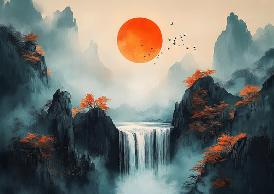 Japanese Mountain Sunrise Wall Art