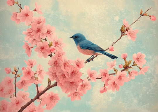 Japanese Sakura Print with Bir