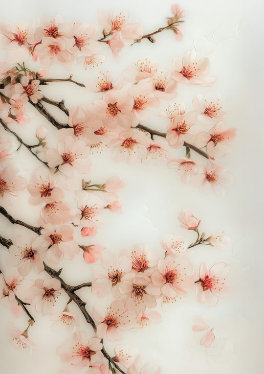 Sakura Flower Print in Soft Pink & White
