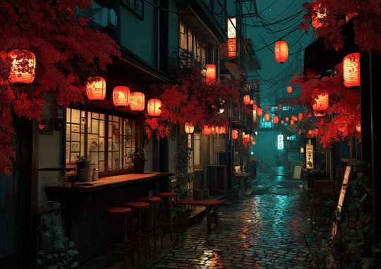 Japanese Lantern Street Wall Art