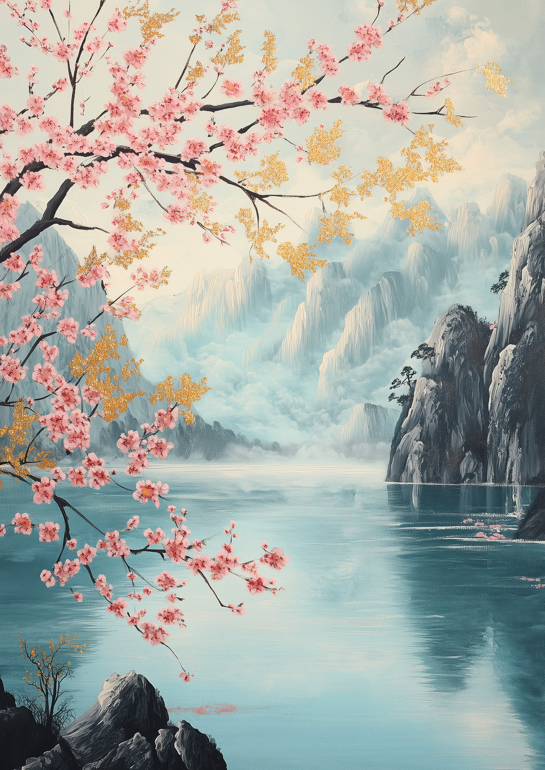 Serene Mountain and Lake Scene