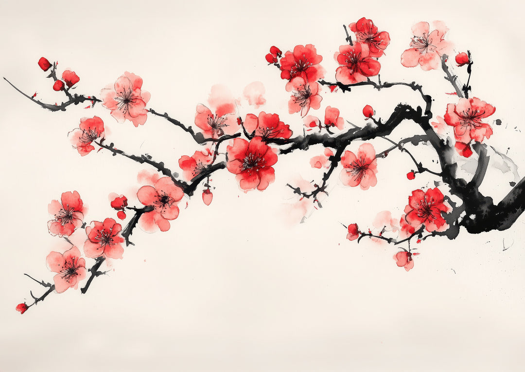 Sumi-e Cherry Blossom Print