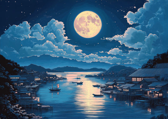 Japanese Moon Landscape Wall Art