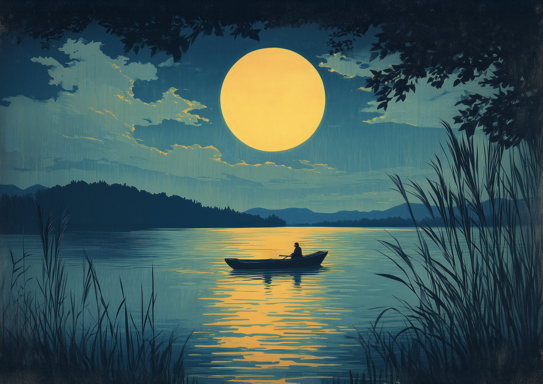 Japanese Moonlight Lake Print