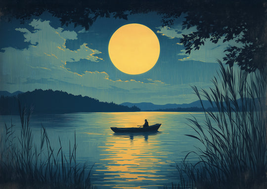 Japanese Moonlight Lake Print
