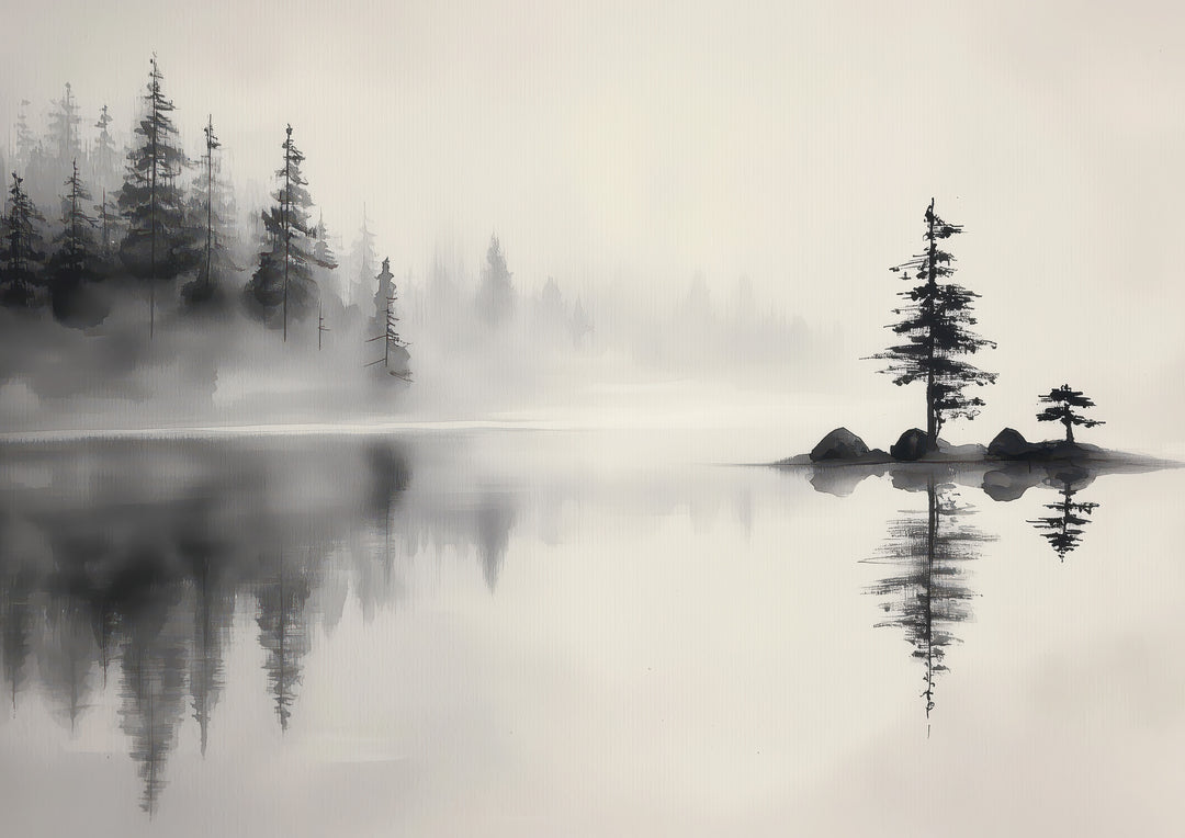 Stillness in the Mist Lake Scene