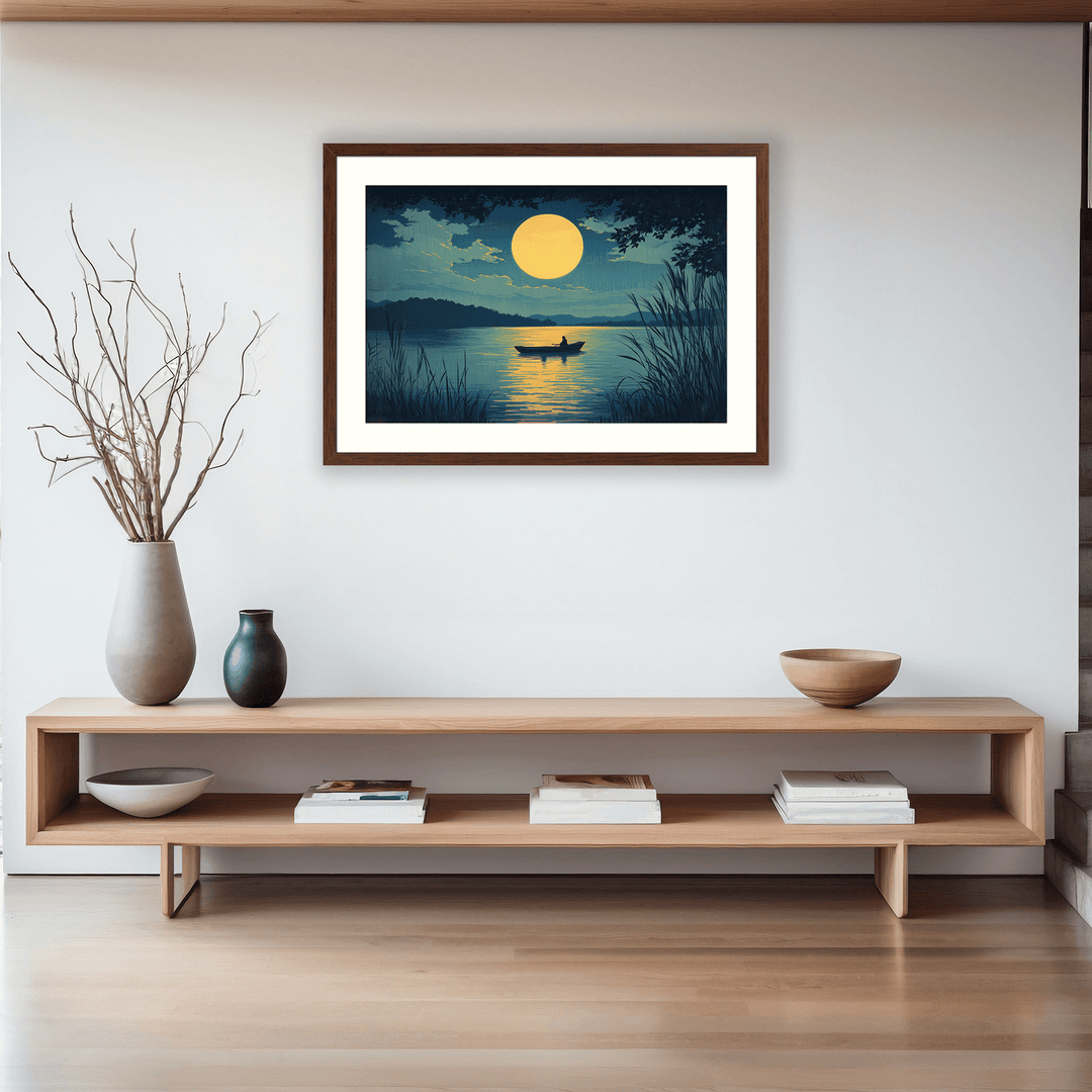 Japanese Moonlight Lake Print