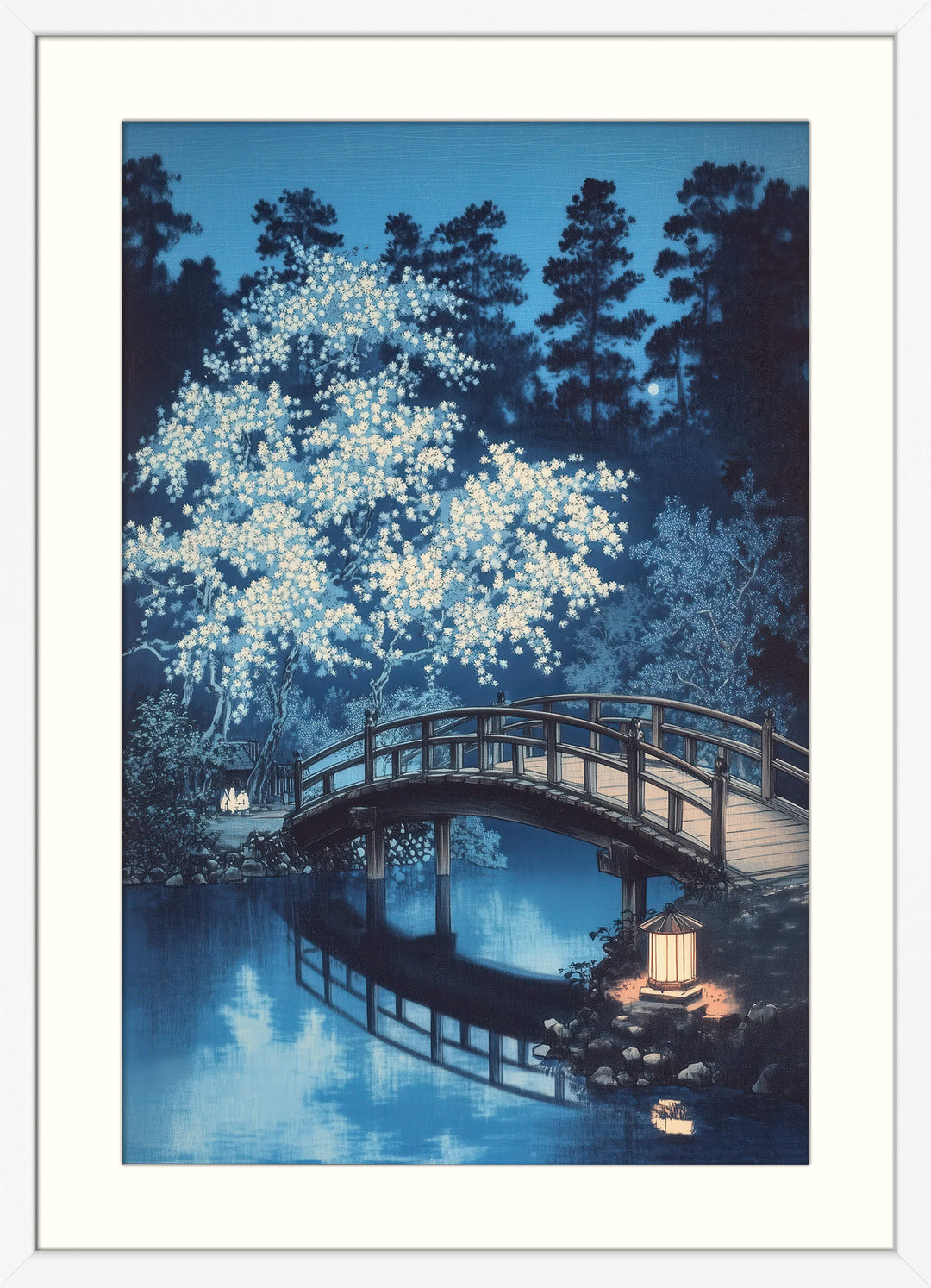 Moonlit Bridge and Blossoms