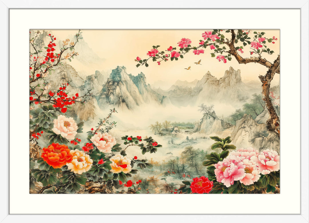 Mountain with Peonies