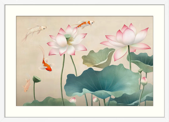 Koi Fish Lotus Wall Art