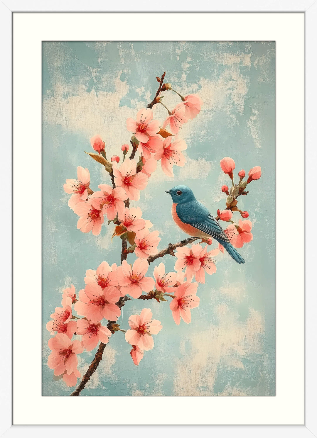 Cherry Blossom Bird Print