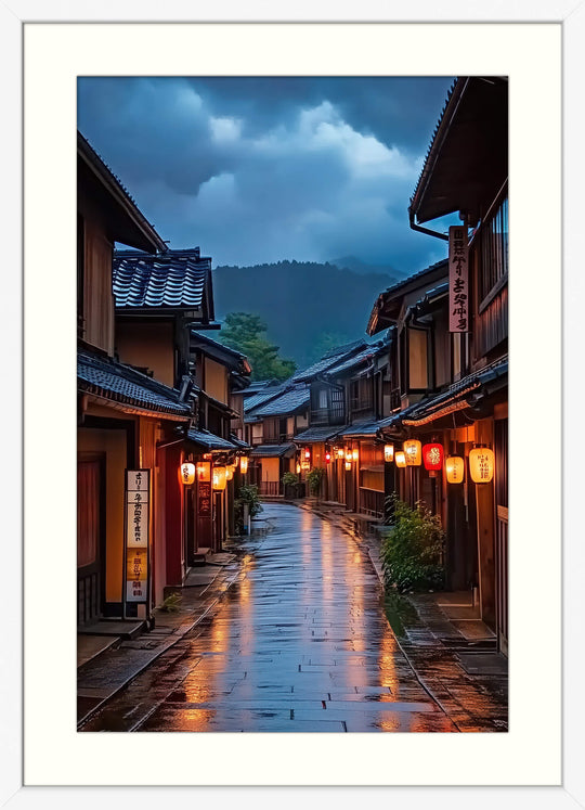 Tokyo Night Street Print with Lantern Alley