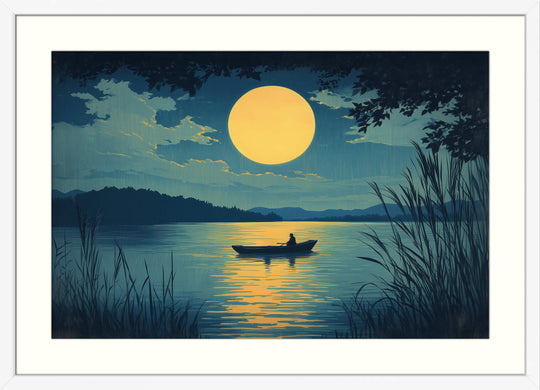Japanese Moonlight Lake Print
