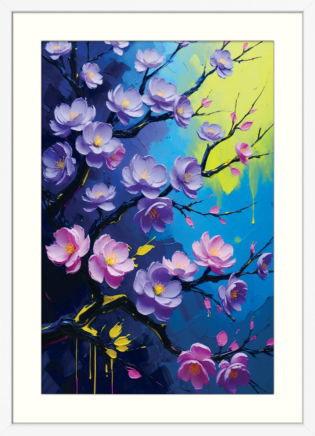 Abstract Sakura in Violet and Neon