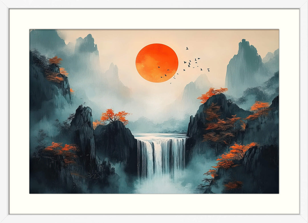 Japanese Mountain Sunrise Wall Art