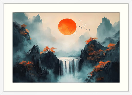 Japanese Mountain Sunrise Wall Art