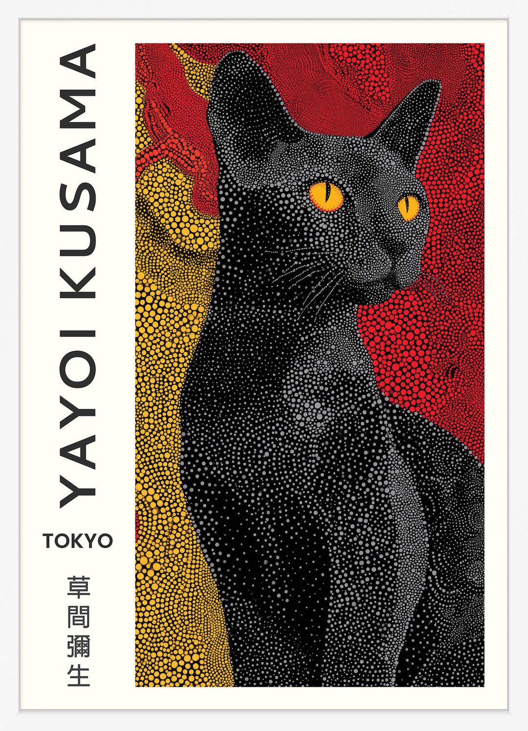 Yayoi Kusama Black Cat Portrait