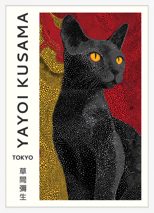 Yayoi Kusama Black Cat Portrait