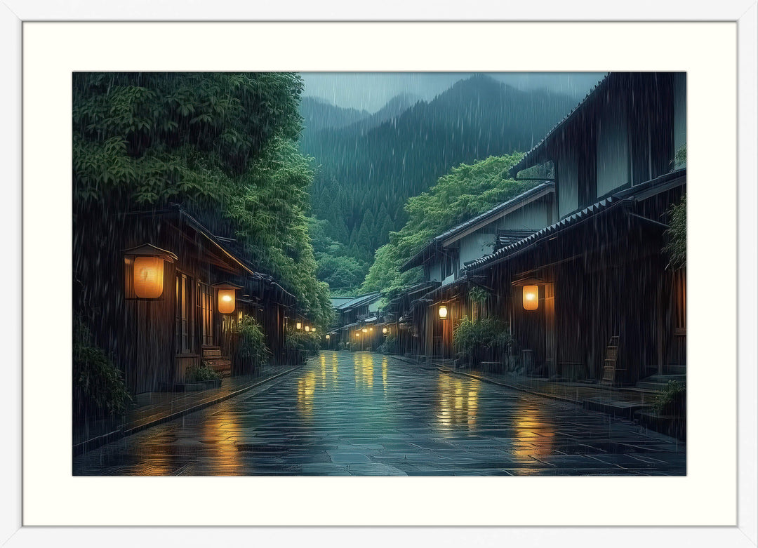 Japanese Rainy Night Wall Art