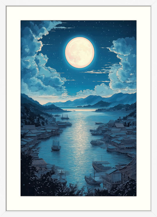 Moonlight Japanese Landscape Print