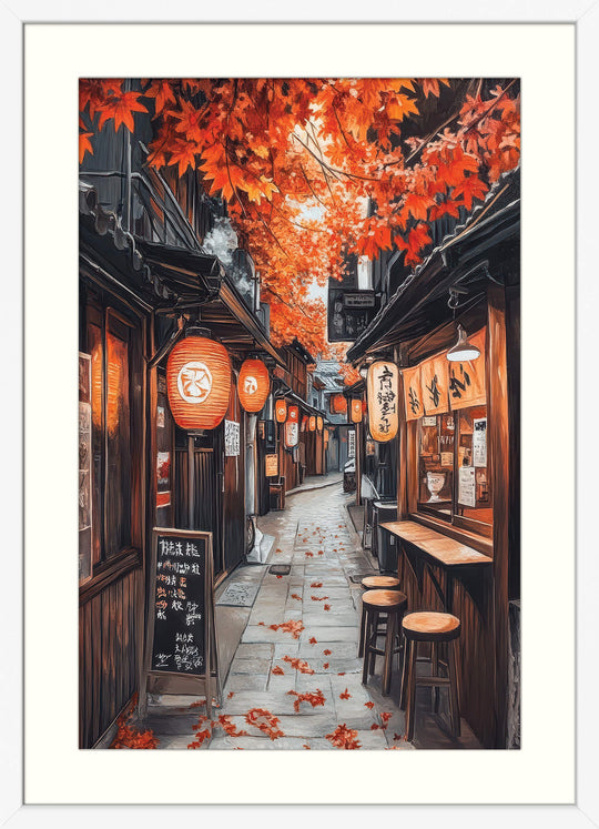 Autumn Lantern Alley in Kyoto