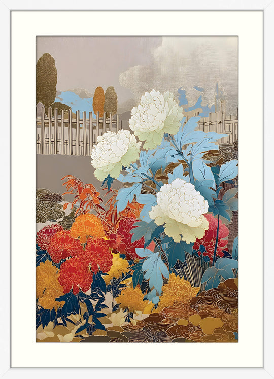 Peonies and Chrysanthemums